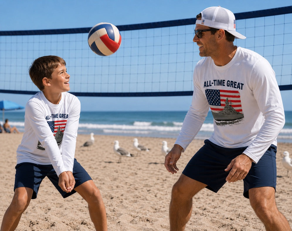 Youth All Time Great Americana Long Sleeve Battleship Youth