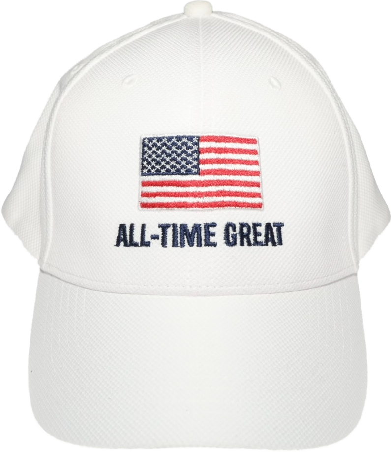 All Time Great Americana Flag Hat in a 6 panel structured pique snapback Hat